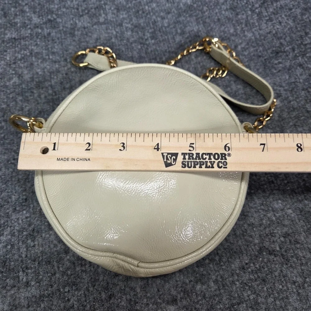 HOBO Deb Round Patent‎ Leather Crossbody bag Creme & Gold chain strap RARE